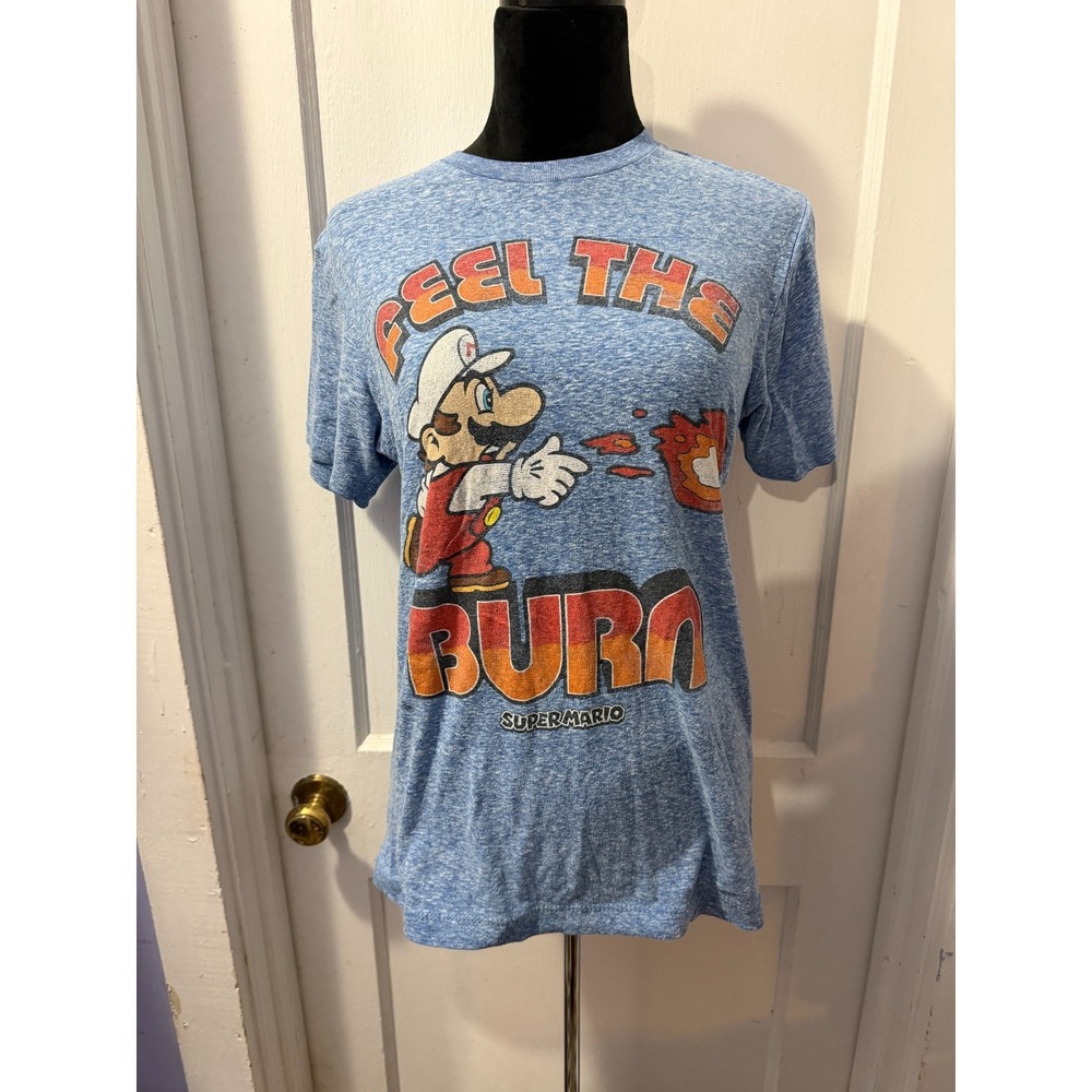 Super Mario Feel the Burn Blue Graphic Tee‎ in S